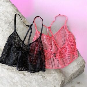 Victorias Secret Two Mesh Cami’s Black and Orange🖤🧡NWOT Beach SUP Festival